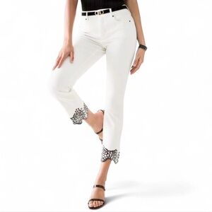 White House Black Market White Boot Cropped Jeans with Black Accents {US 4}